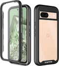 wahhle Compatible with Google Pixel 8A Case, Built in Screen Protector Full Body Shockproof Slim Fit Bumper Protective Phone Cover for Pixel 8A Men Women-Black/Clear