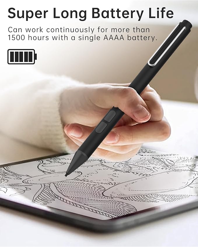 Uogic Pen for Microsoft Surface, 90-Day Battery Life, Smooth Writing, Palm Rejection, 1024 Levels Pressure, Flex & Soft HB Nib, for Surface (Pro, Studio, Book, Laptop, Go)