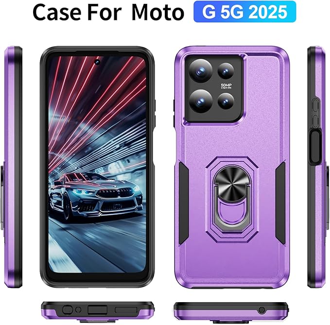 for Moto G 2026/2025 Case, Moto G Play 2026 Case [15 FT Military Grade Drop Protection] with 2X Tempered Glass Screen Protector, Shockproof Phone Case for Moto G 2026/2025 Purple