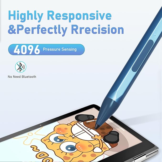 Stylus Pen for HP Envy X360 Pavilion X360 Specter X360 Spectre X2 Envy X2 Rechargeable MPP 2.0 Tilt Active Pen with 4096 Pressure Sensitivity, Palm Rejection, Tpye-c Charge, Blue