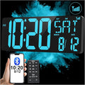 XREXS 17.2" Large Digital Wall Clock Bluetooth Sync Time, Precise Atomic Clocks with Remote Control, Adjustable Dimmer Grandfather Clock, Temperature Clock for Bedroom, Desk Alarm Clock for Teens