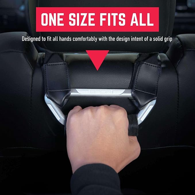 GPCA BackGrip X Heavy-Duty Headrest Grab Handle for Lifted Trucks & Jeeps, Rear Seat Entry Assist for Seniors & Kids, Fits Vehicles with Pole-Style Headrests (Up to 16mm) Easy Install (2PC- Silver)