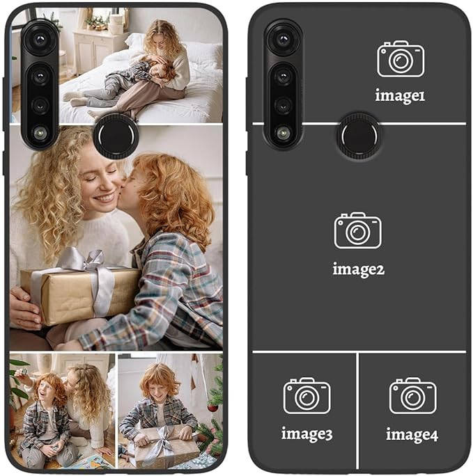 Custom Photo Case for Motorola Moto G Power 2020, Create Your Own Picture Collage Phone Case, Soft Drop Protection, Personalized Anti-Scratch TPU Soft Cover, Gifts for Family Friends, Black