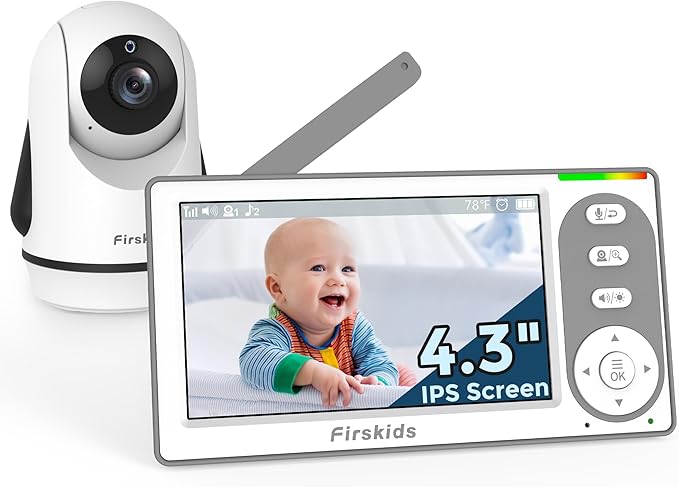 Baby Monitor - 1000ft Long Range Baby Monitor with Camera and Audio No WiFi, Built in 3500mAh Battery,Auto Night Vision, Temperature, 2-Way Talk, 8 Lullabies, 4.3'' Screen