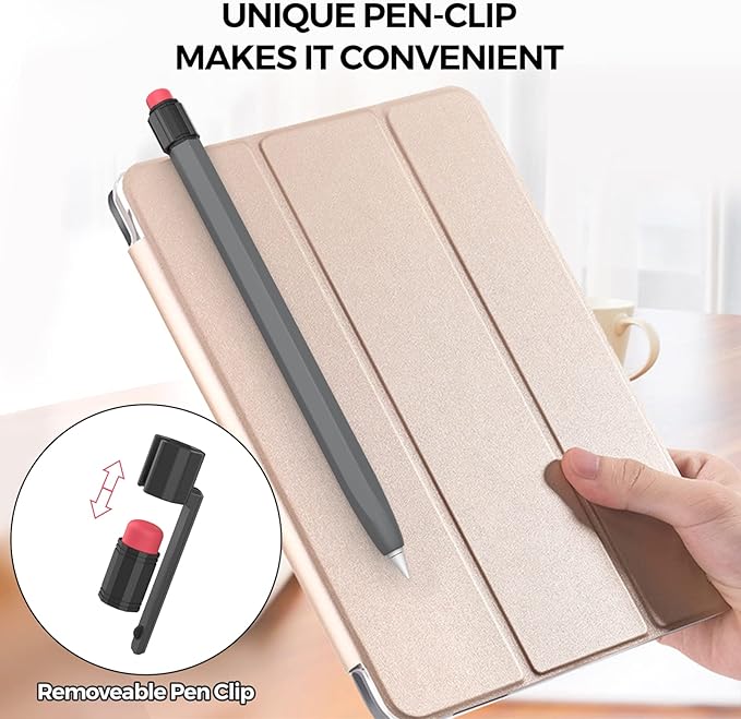 TRONWIN Apple Pencil 1st Generation Case, Silicone Pencil Sleeve Cover Perfect Grip Skin Classic Design with Sturdy Clip Compatible with Apple Pencil 1st gen for ipad (Deep Gray)