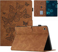 Dteck for Galaxy Tab S6 Lite (10.4") Tablet Case 2024/2022/2020 (SM-P620/P610), PU Leather Slim Folio Case with Auto Sleep Wake/Adjustable Stand, Lightweight Cute Butterfly Cover with Stylus (Brown)