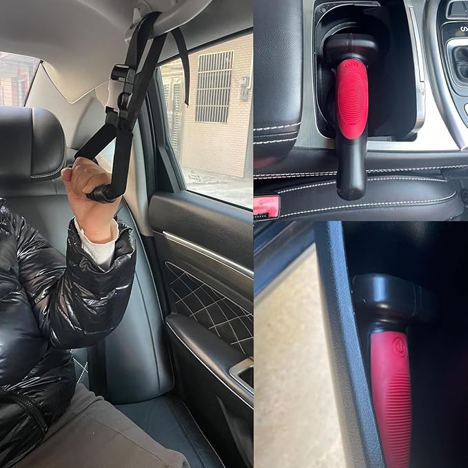 2PCS 4 in 1 Car Door Handle & 2PCS Hand Grab Straps for Elderly, Door Assist Handles Vehicle Support Handles, Multifunction Car Grab Handle, Car Door Latch Handle for Seniors