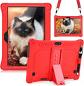 DETUOSI Case for YELLYOUTH 10.1 Tablet, Soft Silicone Lightweight Case Compatible with Dragon Touch Notepad K10, ZONKO 10.1, Beyond Tab 10.1, with Stylus Pen and Shoulder Strap, Red