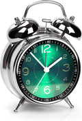 AYRELY Super Loud Alarm Clock for Heavy Sleepers Adults,Twin Bell Retro 4 Inch Silent Non-Ticking Quartz with Backlight, Metal dial, Alarm Clocks for Bedrooms Bedside (Green)