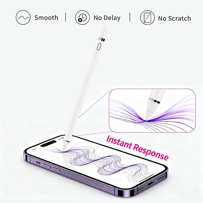 Stylus Pen for iPhone 13-17: Writes Smoothly with 1ms Responds - Fully Charges in 1-Hour for One Week Office/Business Trip - Meeting/File/Charts Precise Pointing