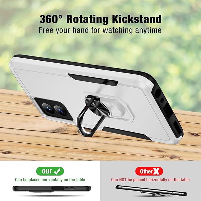 for Motorola Moto G Power 5G 2024 Case (XT2415V) [15 FT Military Grade Drop Protection] with 2X Tempered Glass Screen Protector, Heavy-Duty Shockproof Kickstand Case for Moto G Power 5G 2024 White