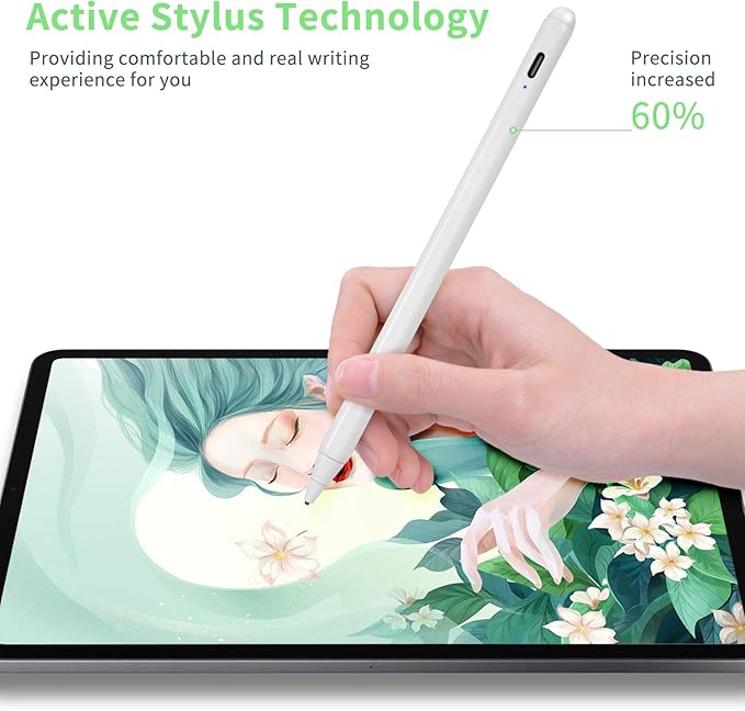 Electronic Stylus for iPad mini 4 7.9" Pencil,Active Capacitive Pencil Compatible with Apple iPad mini 4 7.9-inch Stylus Pens,Good on Drawing and Writing Type-C Rechargeable Pen, White