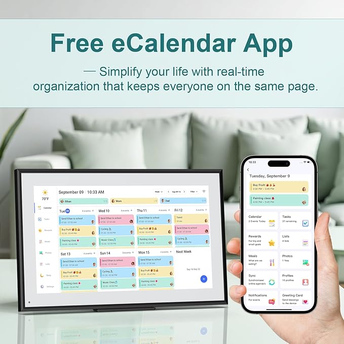 Canupdog 15.6 Inch Digital Calendar Wall Planner 2026-2027 – HD Touchscreen Smart Photo Display for Family Schedules, 32GB Electronic Calendar Chore Chart + To-do List, Gifts for Women Mom