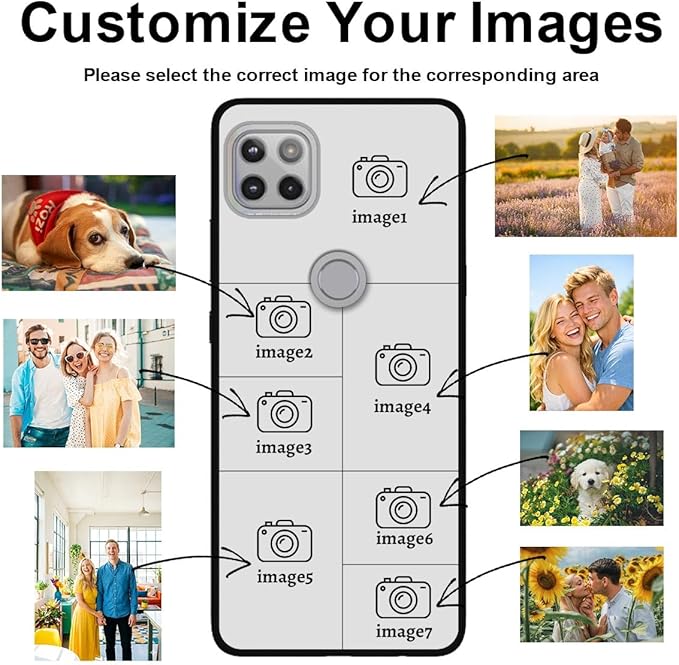 Custom Personalized Case for Motorola Moto G 5G 6.7 inch, Customized Multiple Photos Collage Text Phone Cover, Full Body Shockproof Soft Silicone Case, Anti-Scratch, Wireless Charging, Black