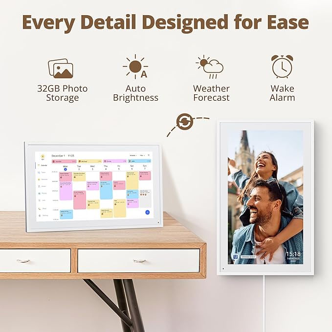 Dragon Touch 15.6" Digital Calendar Chore Chart – 1080P Full HD Interactive Touchscreen, Smart Family Planner, Hearth Display Digital Calendar Wall & Desk Mountable for Seamless Scheduling