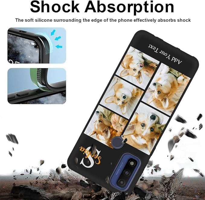 Styletify Personalized Picture Case for Motorola Moto G Pure Customized Name Initials Phone Cover, Custom Multi-Picture Collage Shock-Resistant Soft Protective TPU Case, Gifts for Mother's Day, Black
