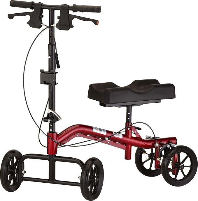 NOVA Medical Products Heavy Duty Knee Scooter, 400 lb Weight Capacity, Red