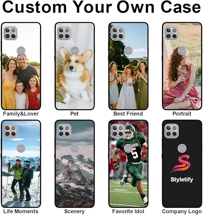 Custom Phone Case for Motorola Moto G 5G, Design Your Personalized Photo Logo Name Phone Cover, Slim Soft TPU Lightweight Silicone Black Case, Customized Gift for Birthday Christmas