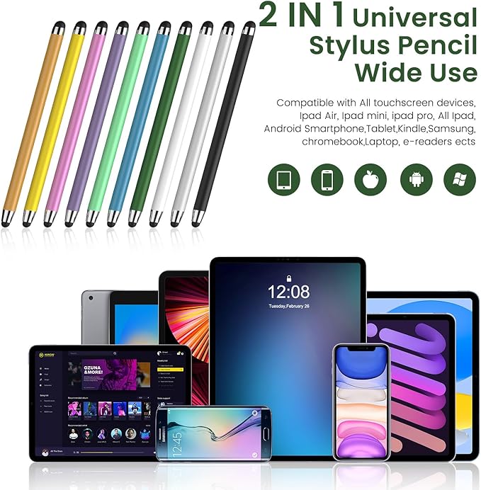 Stylus Pen for Touchscreen 10 Pack, 2 in 1 Universal Stylus High Precision Sensitivity, Stylus Pen for ipad, iPhone, Android, Galaxy Microsoft,Chromebook Tablet All Capacitive Touch Screens