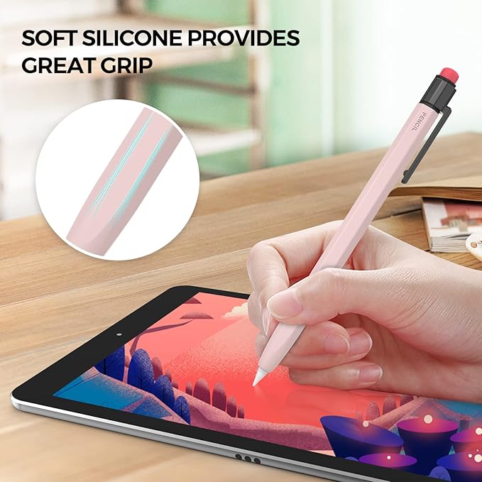 TRONWIN Apple Pencil 1st Generation Case, Silicone Pencil Sleeve Cover Perfect Grip Skin Classic Design with Sturdy Clip Compatible with Apple Pencil 1st gen for ipad (Pink)