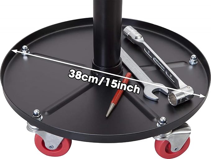 TCE Duty Rolling Pneumatic Creeper Garage/Shop Seat: Padded Adjustable Mechanic Stool with Tool Tray Storage, Red,ATRHL6201U