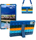 Silicone Tablet Case for DOOGEE T20 Ultra/T40 Pro,Built-in Adjustable Stand and Shoulder Strap Stylus Pen Compatible with Headwolf HPad6 Pro 12 inch Multicolor Deepblue