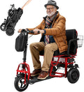 3 Wheel Mobility Scooter for Seniors Adults 300 lbs, 700W, 48V10AH Battery Travel Folding Scooters Lightweight Handicap Scooter Elderly Collapsible Electric Mobility Scooters Foldable
