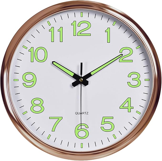 Wall Clock with Glow in The Dark Hands Large Numeral Wall Clock for Elderly and Visually Impaired Glowing Silent Wall Clock Luminous Easy to Read Minimalistic Design for Bedroom Living Room