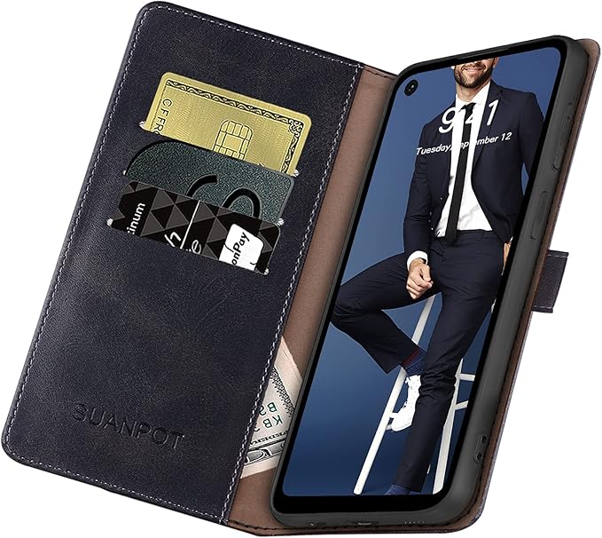 SUANPOT [RFID Blocking for Motorola Moto G Stylus 5G(Non 2022) with Wallet case Credit Card Holder,Flip Book PU Leather Shockproof Cover Cellphone Women Men for Moto G Stylus 5G Phone case(Black)