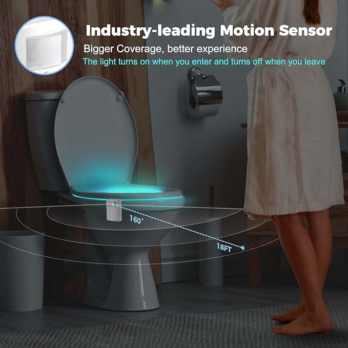 3 Pack Rechargeable Toilet Night Light with Motion Activated Sensor, 16 Colors LED Nightlight Inside Bowl, Cool Stuff for Bathroom Accessories, Unique & Funny Gadgets for Men/Kids Birthday Gift 2025
