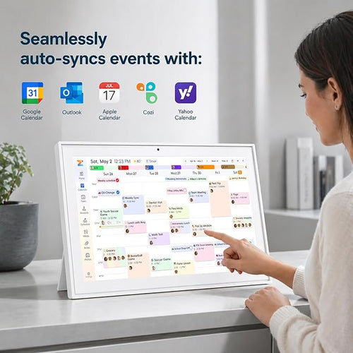 15.6" Digital Calendar & Smart Wall Planner: Electronic Touchscreen Display for Family Schedules, Chore Chart & Meal Planning - Cloud Auto-Sync, No Subscription, Wall Mount Included