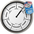 Classic Day of The Week Wall Clock - 10" Aluminum Frame, Ideal Retirement Gift for Men and Women, Day Clock for Seniors and Retirees