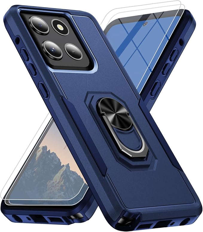 for Motorola Moto G Stylus 2026/2025 Case [15 FT Military Grade Drop Protection] with 2X Tempered Glass Screen Protector, Heavy-Duty Shockproof Magnetic Kickstand Case Blue