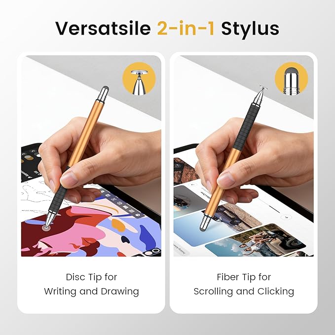 MEKO 6 Pcs Stylus Pen for Touchscreen, 2-in-1 High Sensitivity & Precision for Switch, iPad/iPhone/Samsung/Android Phones & Tablets, Skylight & More, All Touch Screen Devices (Gold)