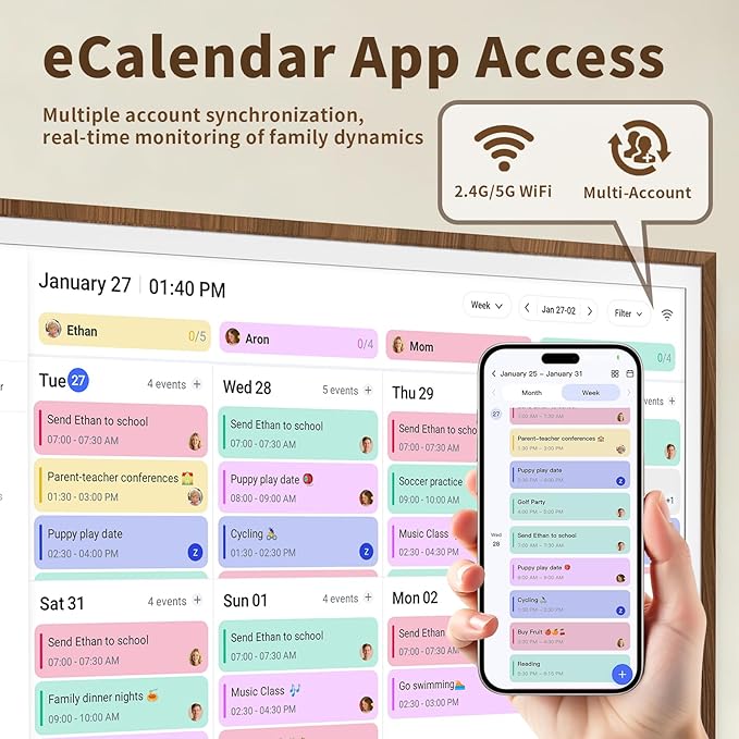 32-Inch Digital Calendar Chore Chart Touchscreen Full HD Wall Desk Mountable Family Planner