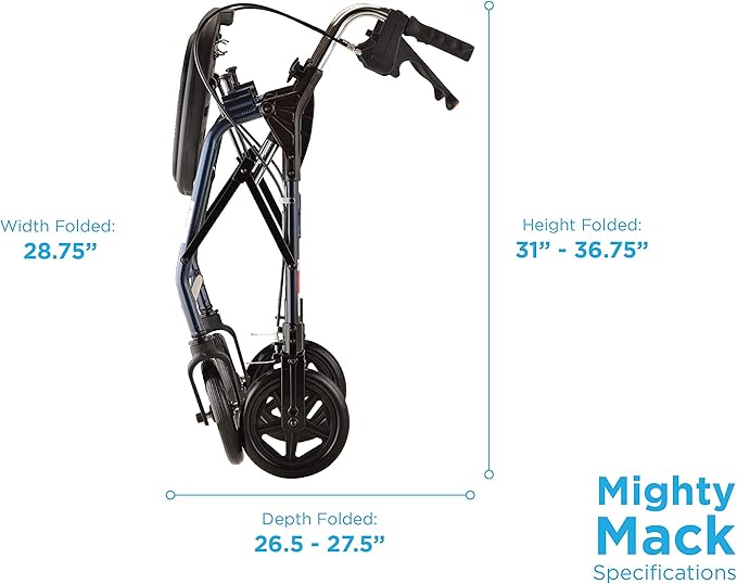 NOVA Mighty Mack Heavy Duty Rollator Walker 500 lb Weight Capacity, Blue