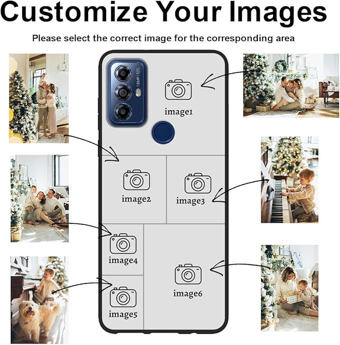 Design Your Own Case for Motorola Moto G Play 2023, Custom Personalized Photo Collage Text Cover, Customized Picture Shockproof Protective Soft Slim Silicone Case, Gift for Birthday, Black