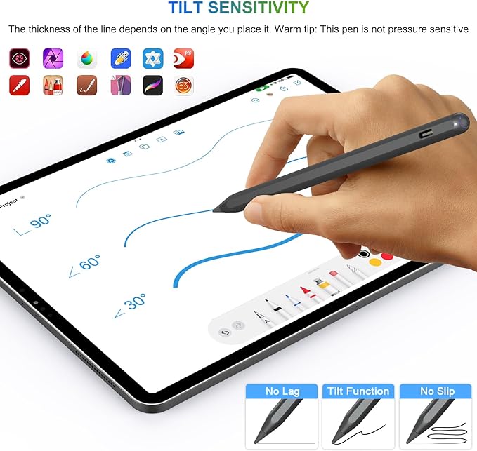 HATOKU Pencil 2nd Generation Wireless Charging, Pencil for iPad with Tilt & Palm Rejection, Magnetic Stylus Pen Compatible with ipad Air 3/4/5, ipad Mini 5/6, ipad 6/7/8/9/10, ipad Pro 11/12.9 (Black)