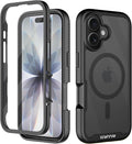 wahhle Compatible with iPhone 17 Case, Magnetic Built in Screen Protector Full Body Shockproof Slim Fit Bumper Protective Phone Cover Men Women-Black/Clear
