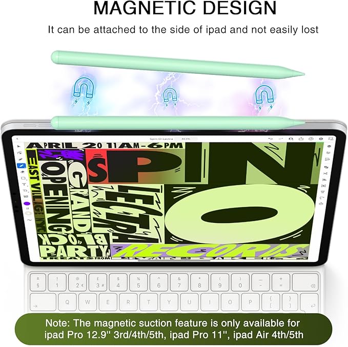 HATOKU Stylus Pen for iPad 2018-2026, 15 Mins Fast Charging Pencil 1st Gen with Tilt & Palm Rejection Digital Pens Stylus Pens for iPad 6-11, Air 3/4/5/M2/M3, Mini 5/6/7, Pro 11"/12.9"/M4 M5 (Green)