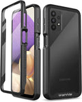 wahhle Compatible with Samsung Galaxy A32 5G Case, Built in Screen Protector Full Body Shockproof Slim Fit Bumper Protective Phone Cover for Samsung A32 5G Men Women-Black/Clear