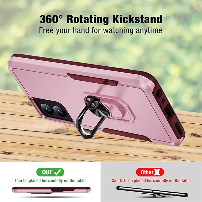 for Motorola Moto G Power 5G 2024 Case (XT2415V) [15 FT Military Grade Drop Protection] with 2X Tempered Glass Screen Protector, Heavy-Duty Shockproof Kickstand Case for Moto G Power 5G 2024 Pink