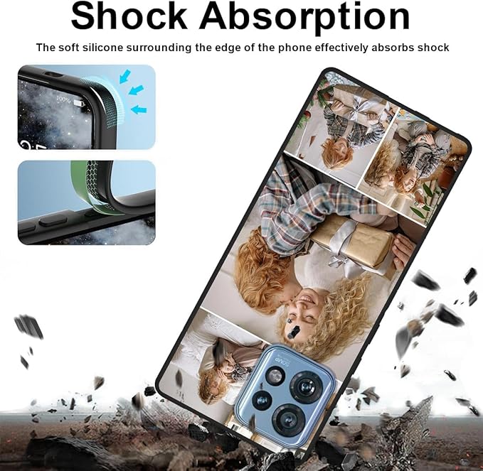 Custom Photo Case for Motorola Moto Edge Plus/Edge+ 2023, Create Your Own Picture Collage Phone Case, Soft Drop Protection, Personalized Anti-Scratch TPU Soft Cover, Gifts for Family Friends, Black
