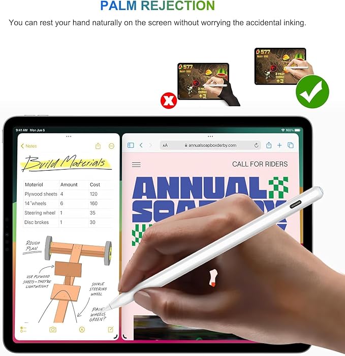 HATOKU Pencil 2nd Generation for iPad: Magnetic Wireless Charging (Air 4/5, Mini 6, Pro 11/12.9" 2018-2023) + USB-C Fast Charge - Stylus Pen for iPad 6-11, Pro 11"/12.9" M4 M5, Air 3-5/M2/M3, Mini 5/6