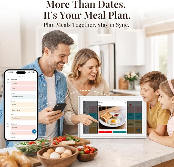 15.6" Electronic Wall Calendar & Digital Family Planner, 2K Smart Touchscreen Display with Video Call, Chore Chart & Shared Family Schedule, 4+64GB, Wall or Desk Mount, Interactive Calendar Organizer