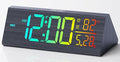 Solid Wood Digital Alarm Clock for Bedroom - 8.8 Inch Large Display, Multicolor Backlight Time Display, Dual Alarms, Date/Temp/Day, DST, Snooze, Black