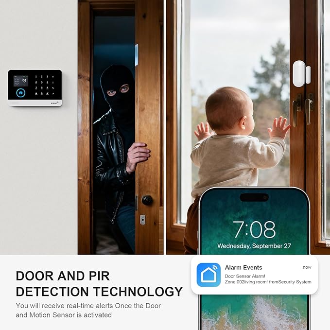 PGST Home Security System LCD Touch Screen Wireless Burglar Alarm 24 Pieces
