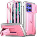 Poetic Revolution Case for Motorola Moto G Stylus 5G 2025, [Slide Camera Cover] [Screen Protector Works with Fingerprint ID] Military Grade Rugged Shockproof Phone Case with Built in Kickstand, Pink