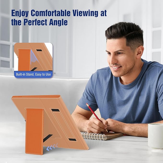 TiMOVO Universal Case for 10.1 Inch Android Tablet with Pen Loop, Lightweight Folding Stand Cover with Hand Strap for All 9.6"-11" Touchscreen Tablet, Orange