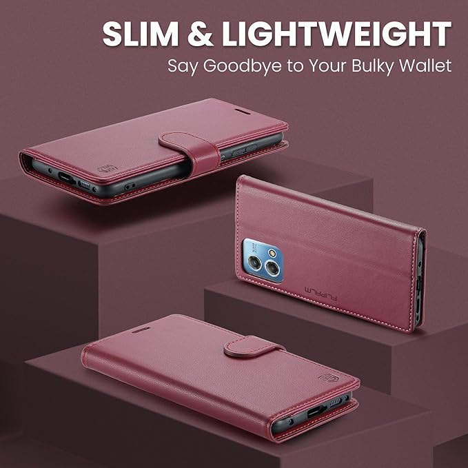 FLIPALM Wallet Case for Moto G Stylus 5G 2024, RFID Blocking Credit Card Holder, PU Leather Folio Flip Kickstand Protective Shockproof Cover for Motorola Moto G Stylus 5G 2024 (Red)